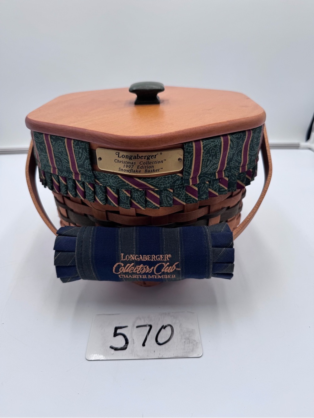 Vintage 1997 Longaberger Christmas Snowflake Basket Lid Liner Protector